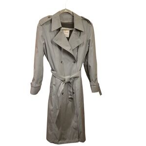 Beautiful London Fog  Grey Classic Trench Coat w/ Zip-Out Winter Liner Size 14